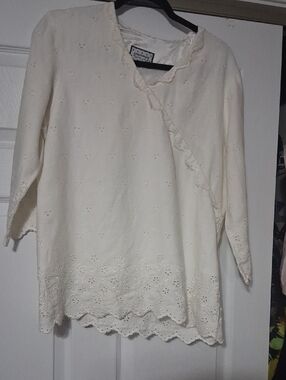 Cottage Clothing Women's White Lace Blouse Sz M $28